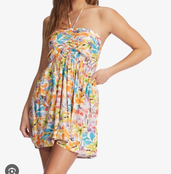 91.Nwt Roxy Floral Strapless Dress - Picture 1 of 5